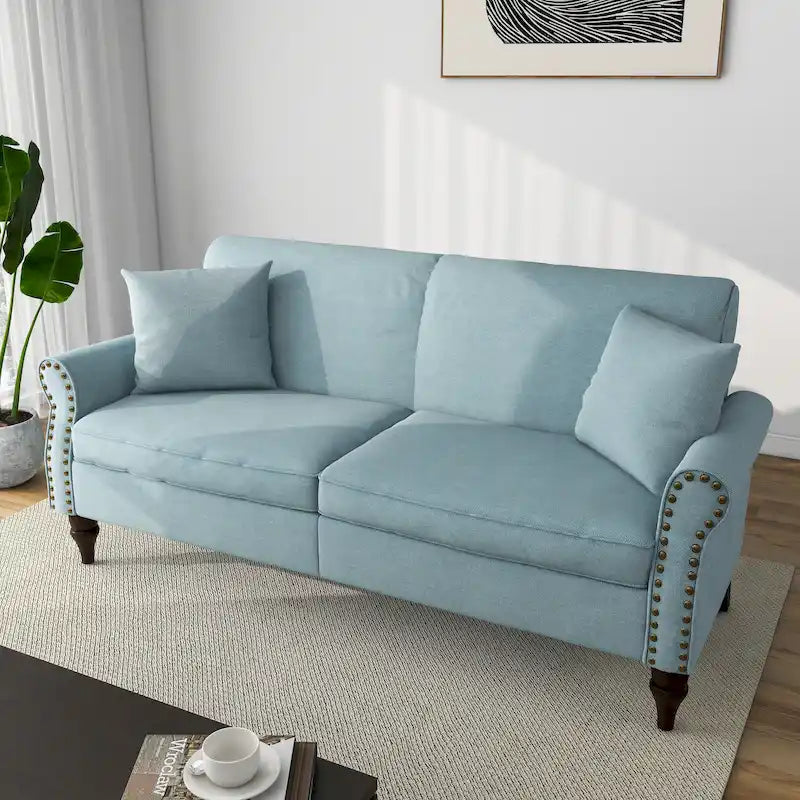 73 Sofa with Nailhead Trim Rolled Arms