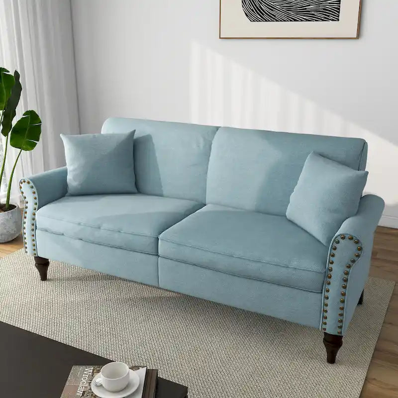 73 Sofa with Nailhead Trim Rolled Arms