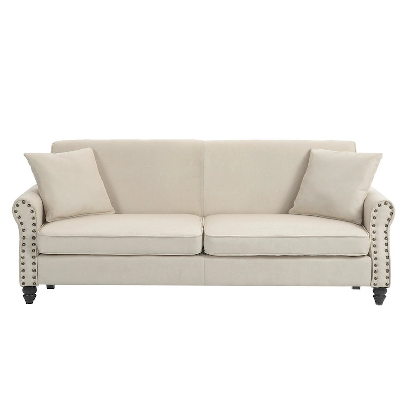 73 Sofa with Nailhead Trim Rolled Arms