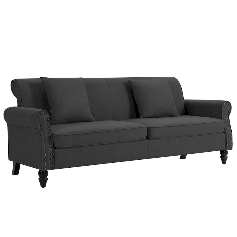 73 Sofa with Nailhead Trim Rolled Arms