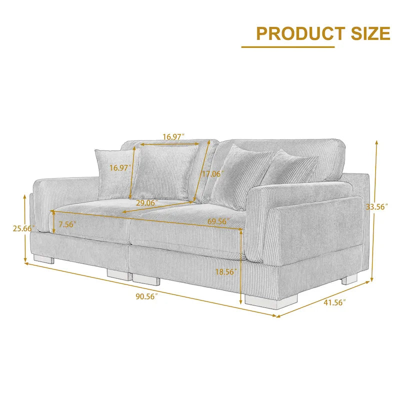 90 Corduroy Modular Sofa Reclining Sectional