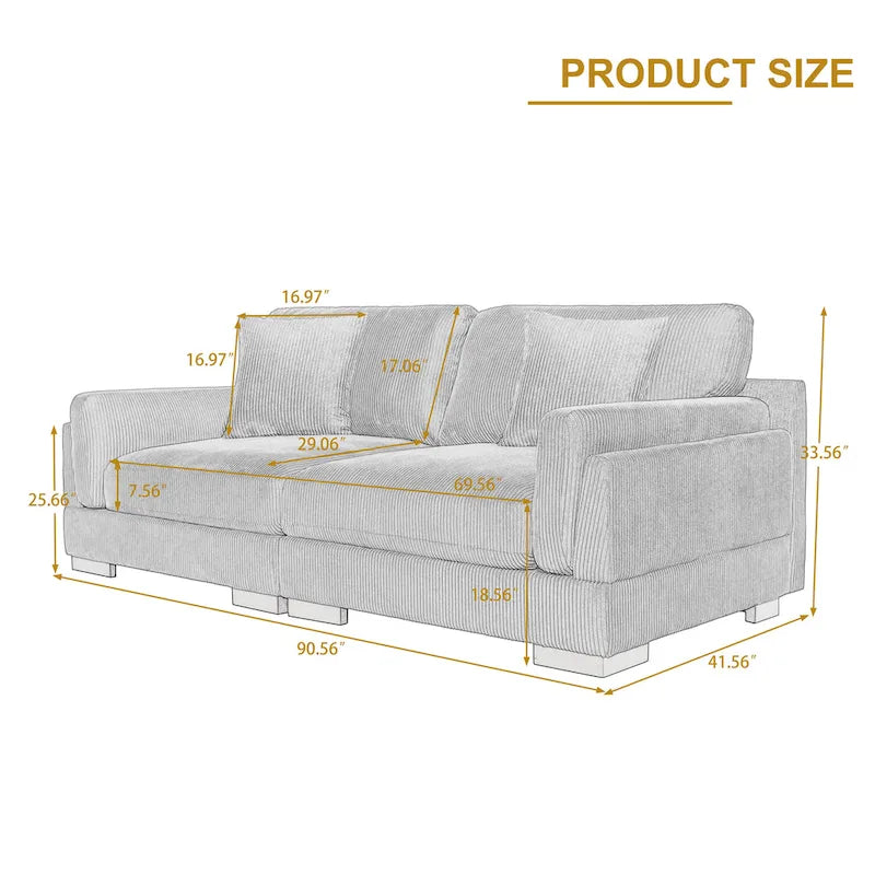 90 Corduroy Modular Sofa Reclining Sectional