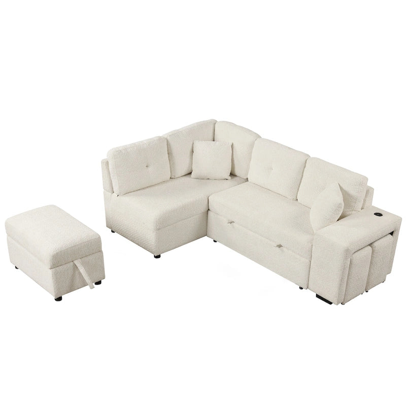 87.7 Convertible Sectional Pull Out Sofa Bed