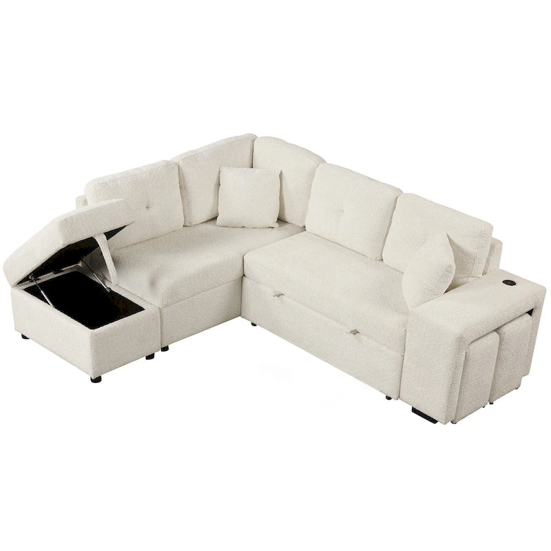 87.7 Convertible Sectional Pull Out Sofa Bed