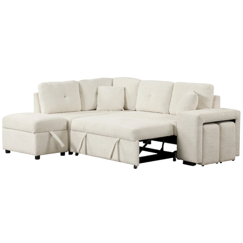 87.7 Convertible Sectional Pull Out Sofa Bed