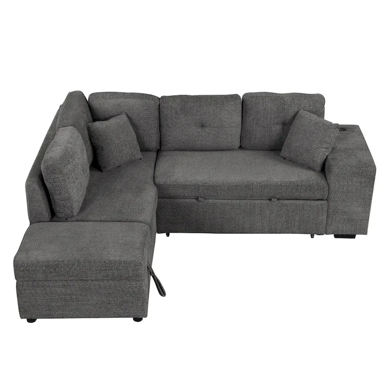 87.7 Convertible Sectional Pull Out Sofa Bed