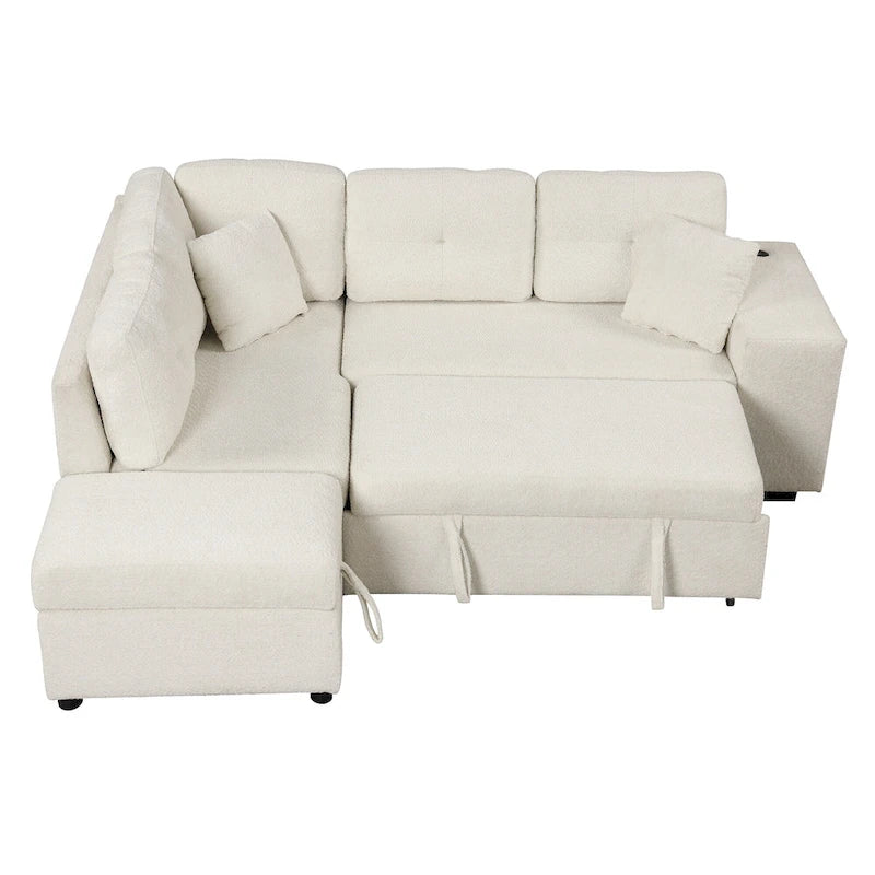 87.7 Convertible Sectional Pull Out Sofa Bed