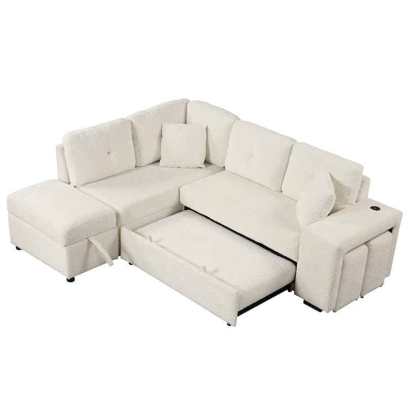87.7 Convertible Sectional Pull Out Sofa Bed