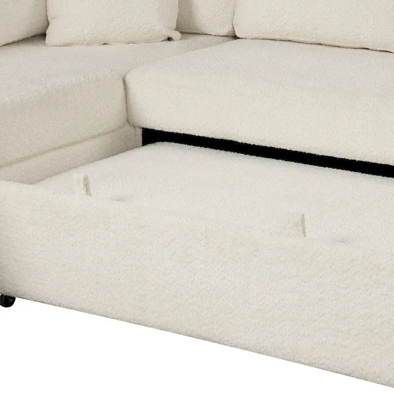 87.7 Convertible Sectional Pull Out Sofa Bed