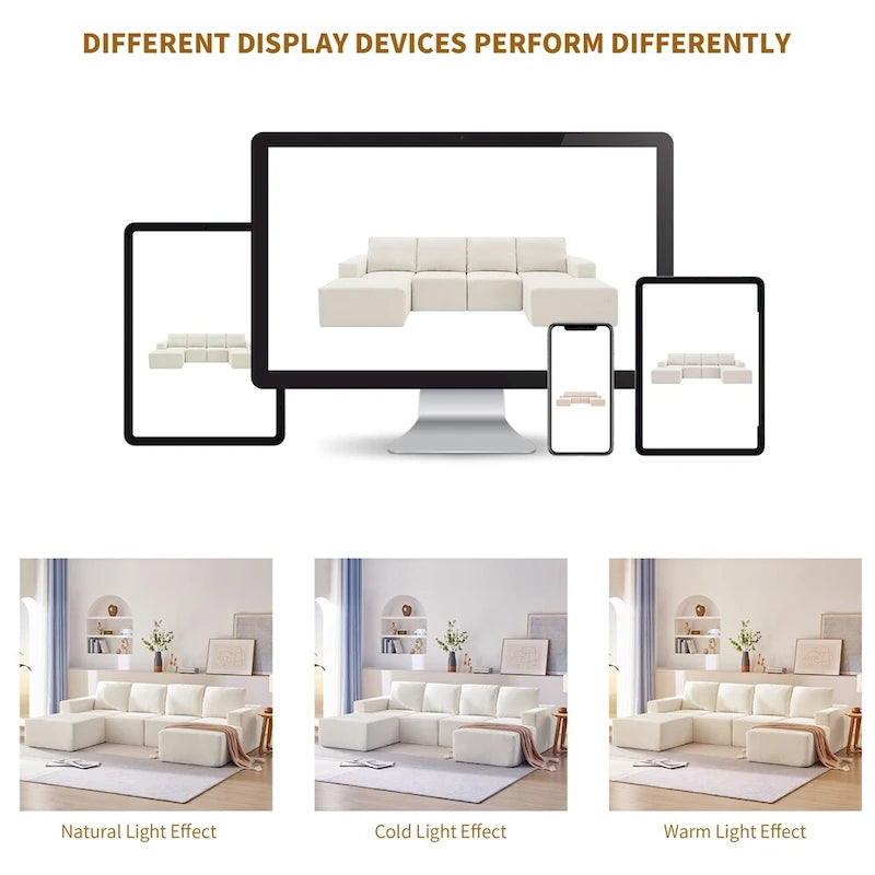 Modular U Shaped Sectional Sofa,Luxury Chenille Floor Couch Set