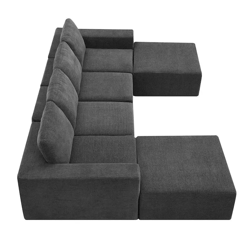 Modular U Shaped Sectional Sofa,Luxury Chenille Floor Couch Set