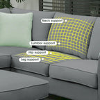 112-inch L-shaped 7-seat Modular Sectional Sofa with Ottoman and Three Pillows - 112W x 87D x 33H