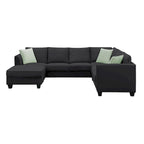 112-inch L-shaped 7-seat Modular Sectional Sofa with Ottoman and Three Pillows - 112W x 87D x 33H