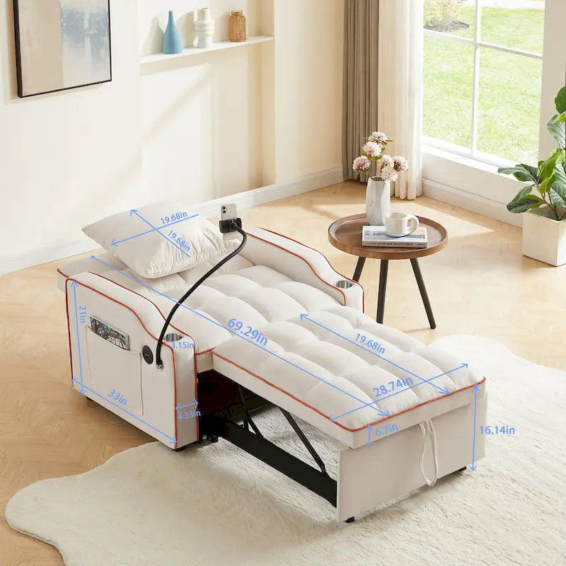 Convertible Sleeper Chair Sofa Bed Adjustable