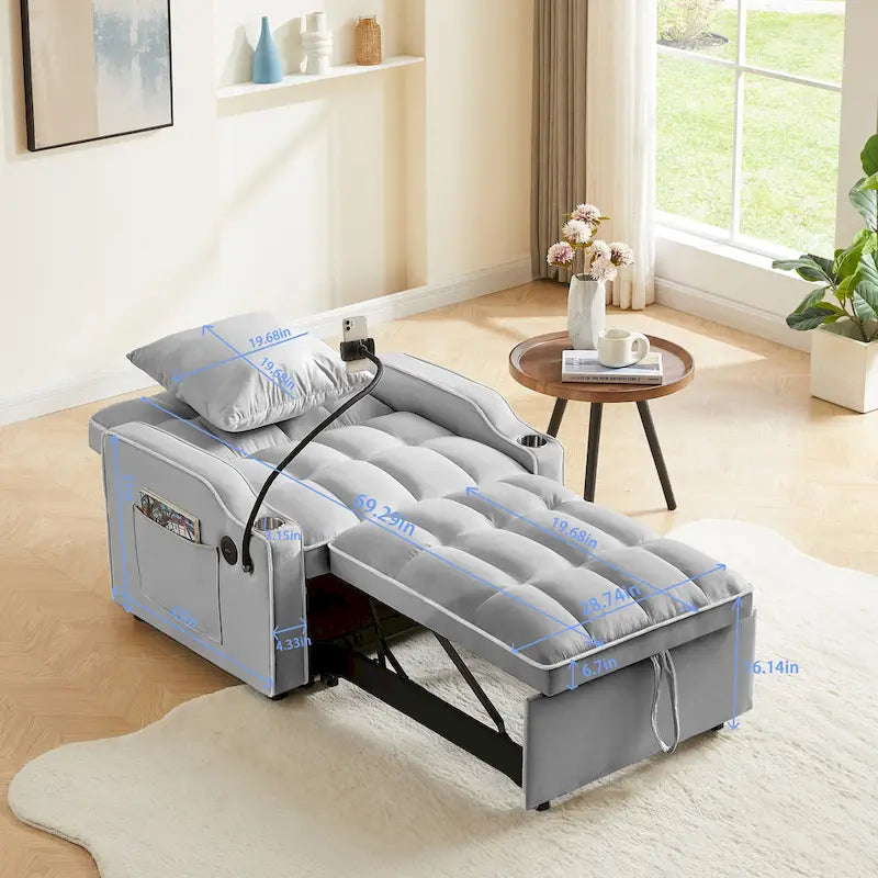 Convertible Sleeper Chair Sofa Bed Adjustable