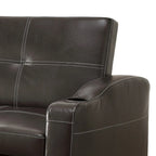 Ferry 83 Inch Lounger Sofa Bed, Tufted Brown Faux Leather, Solid Wood