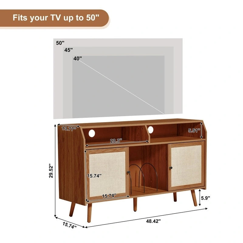 Large Record Player Stand - 48.42D x 15.74W x 29.52H