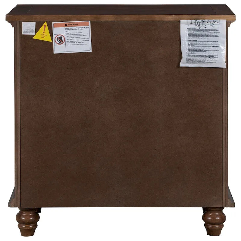 Solid Pine Wood End Table with Pull-out Tray and 3 Drawer, Easy Assembly