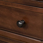 Solid Pine Wood End Table with Pull-out Tray and 3 Drawer, Easy Assembly