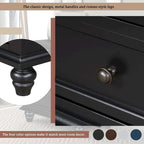 Solid Pine Wood End Table with Pull-out Tray and 3 Drawer, Easy Assembly