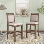 3-Piece Wood Counter Height Drop Leaf Dining Table Set with 2 Upholstered Dining Chairs for Small Place