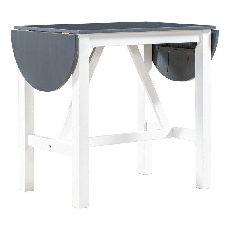 3-Piece Wood Counter Height Drop Leaf Dining Table Set with 2 Upholstered Dining Chairs for Small Place