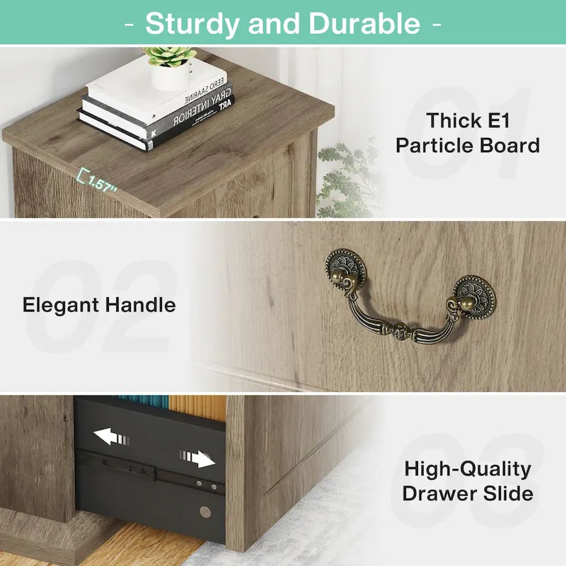 4-Drawer File Cabinet for Home Office, Wood Vertical Filing Cabinet for A4/Letter Size