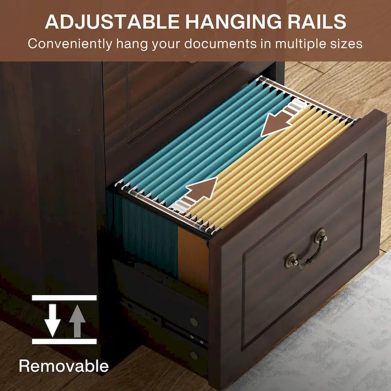 4-Drawer File Cabinet for Home Office, Wood Vertical Filing Cabinet for A4/Letter Size