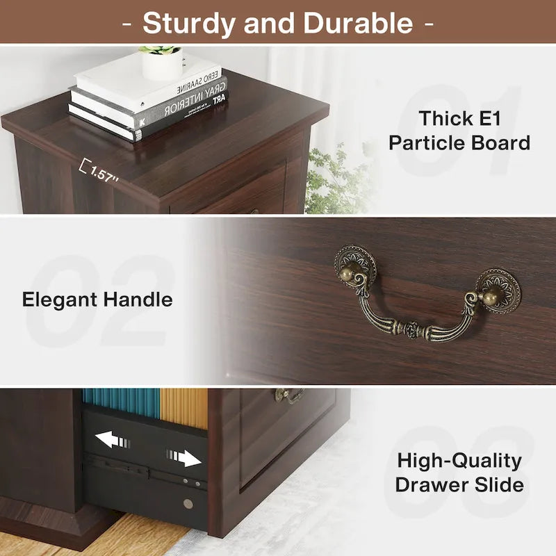4-Drawer File Cabinet for Home Office, Wood Vertical Filing Cabinet for A4/Letter Size