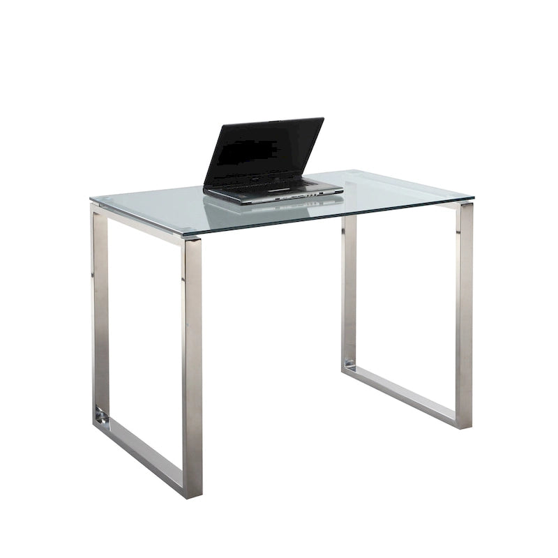 Somette Contemporary Small Computer Desk with Glass Top