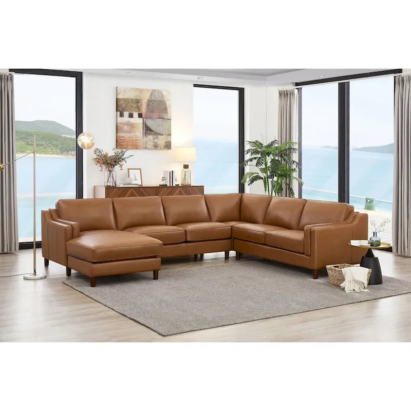 Hydeline Bella Top Grain Leather Left-Facing Sectional Sofa with Chaise