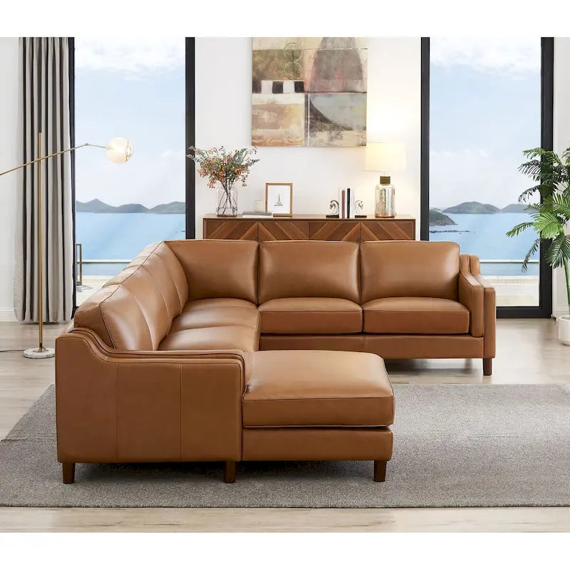 Hydeline Bella Top Grain Leather Left-Facing Sectional Sofa with Chaise