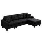 Sectional Sofa Living Room with L Shape Chaise Lounge and cup holder