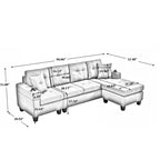 Sectional Sofa Living Room with L Shape Chaise Lounge and cup holder