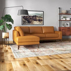 Miamo Mid Century Living Room Top Leather Corner Sectional Sofa in Tan