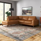 Miamo Mid Century Living Room Top Leather Corner Sectional Sofa in Tan