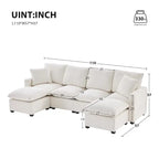 Modern 6-Seat Free Combination U-Shaped Modular Sofa, Sectional Couch Set with 2 Pillows