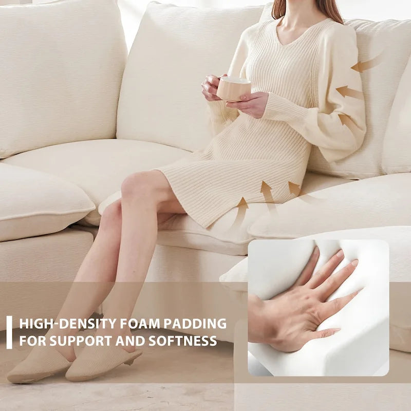 Modern 6-Seat Free Combination U-Shaped Modular Sofa, Sectional Couch Set with 2 Pillows