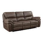Tony 90 Inch Power Double Recliner Sofa, USB Charging Port Brown Microfiber