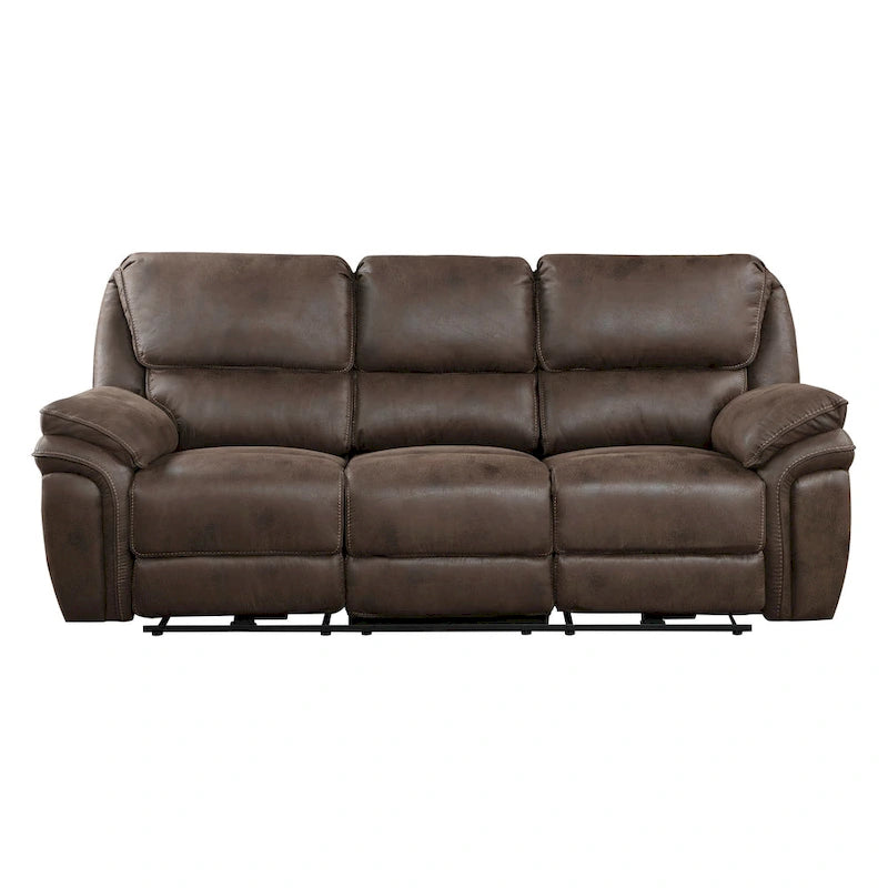 Tony 90 Inch Power Double Recliner Sofa, USB Charging Port Brown Microfiber