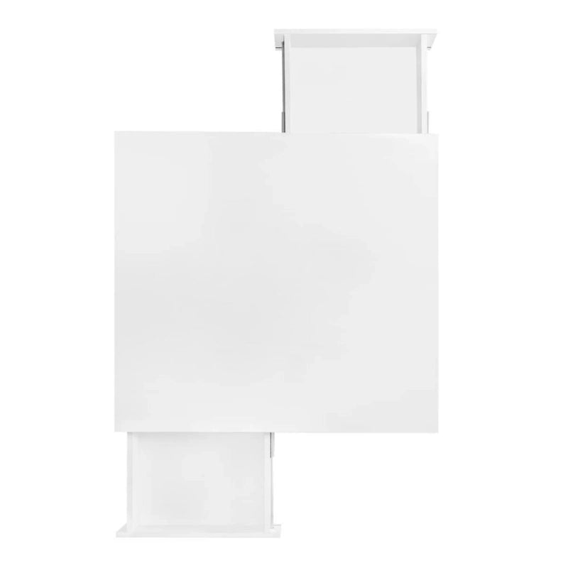 Exquisite High Gloss Coffee Table with 4 Golden Legs and 2 Small Drawers, 2-Tier Square Center Table for Living Room