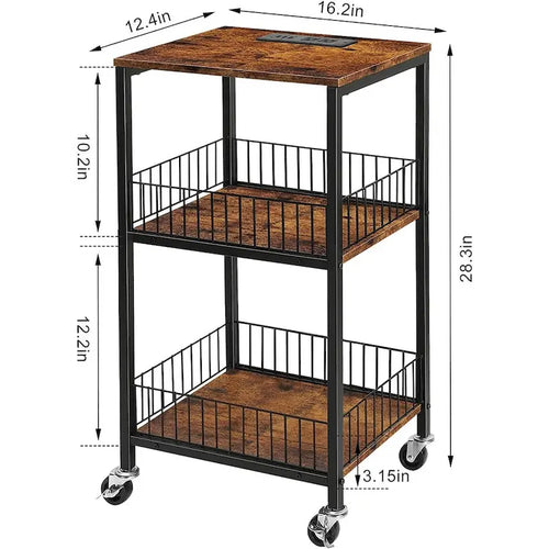 3 Tier Side Table with Charging Station