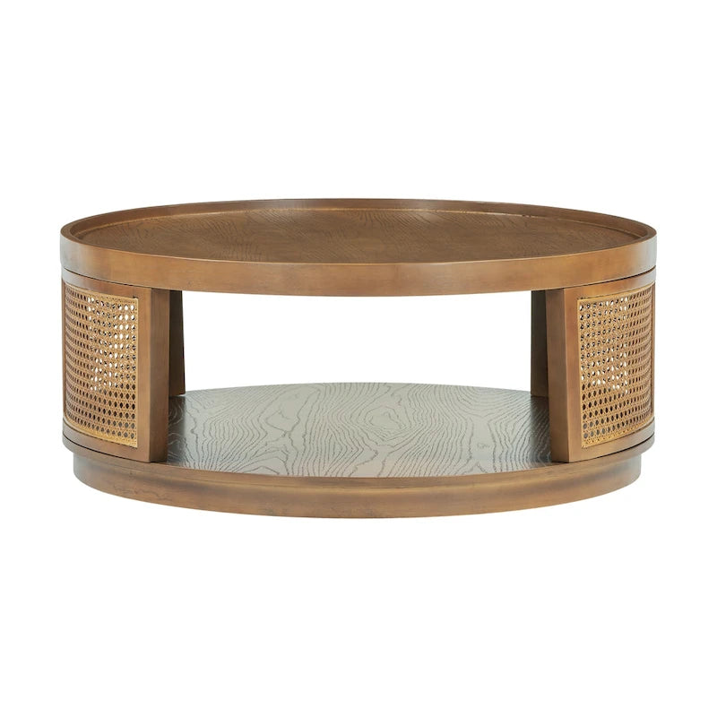 Round Cane Coffee Table with PE Rattan Side