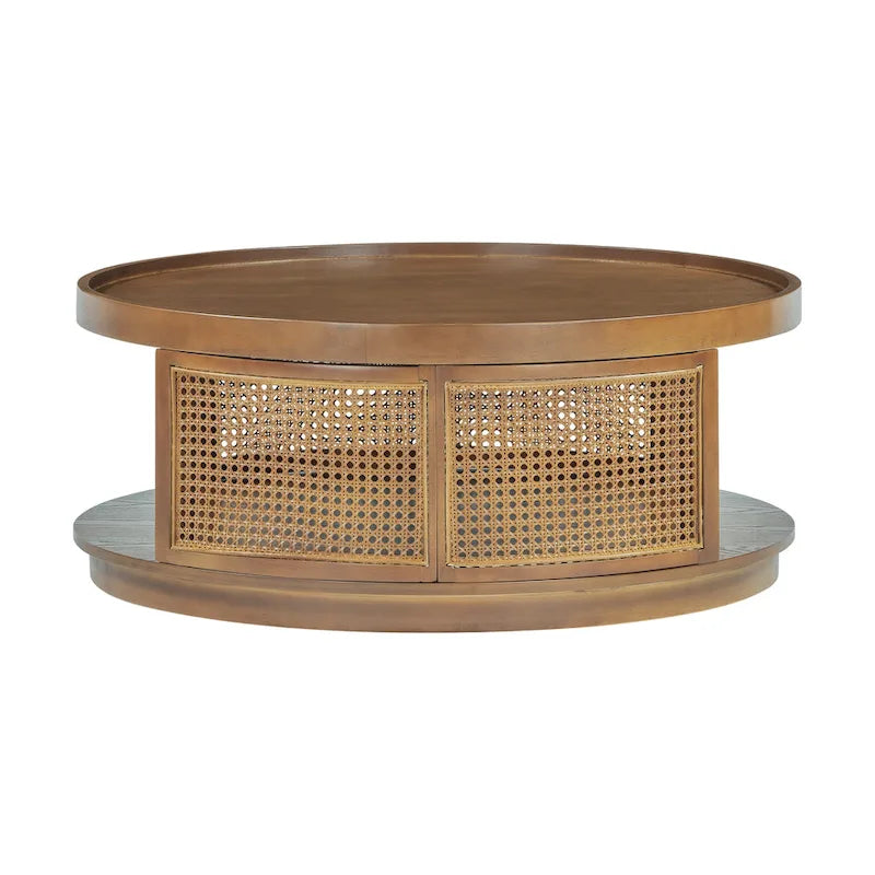 Round Cane Coffee Table with PE Rattan Side