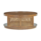 Round Cane Coffee Table with PE Rattan Side