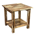 Acacia Wood Architectural End Table with Shelf
