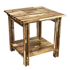 Acacia Wood Architectural End Table with Shelf