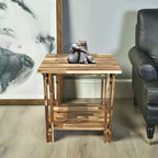Acacia Wood Architectural End Table with Shelf