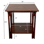 Acacia Wood Architectural End Table with Shelf