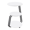 26 Inch Side End Table, 3 Tier Design, Black Metal Frame, White Finish
